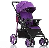 Kinderwagen Neugeborenen Wagen Infant 3 in 1 Kinderwagen Buggy Baby Kind Kinderwagen Hohe Landschaft Kinder Kinderwagen Kinderwagen Reise System Moskitonetz Flaschenhalter Faltbar (Color : Purple)