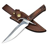 AUBEY Kampfmesser mit Leder Gürteltasche, Survival Jagdmesser aus 7Cr17MoV Edelstahl und G10 Griff, Outdoor Messer für Angeln Camping Geschenk