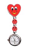 Schwesternuhr Tigaheart Smiley Rot Clip + Batterie 1 Stück Krankenschw