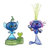Hasbro E8419 DreamWorks Trolls World Tour Techno Riff Wackelspaß mit 2 Figuren, 1 mit Wackelbewegung Plus Sockel, Spielzeug zum Film Trolls World T