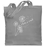 Shirtracer Sprüche Statement mit Spruch - Pusteblume Make a wish Weiß - Unisize - Hellgrau - Geschenk - WM101 - Stoffbeutel aus Baumwolle Jutebeutel lange Henk