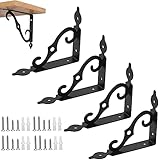 4 StüCk Regalwinkel Metall Schwarz RegalträGer 90 Winkel Regalhalterungen Metall Regalhalterung Regalwinkel, Rostschutz SchwerlastträGer Wandkonsole, Schwarz, Rot, FüR Wandhalterung, G