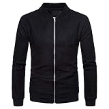 MENAB Herren Sweatjacke Collegejacke Cardigan Jacke Kurzem Stehkragen Strickjacke Cardigan Feinstrick Mit Stehkragen Und Reißverschluss Raglan Sweat Bomber, zweifarbige Sweatjacke mit farb