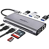 USB C Hub, Laptop Docking Station, Triple Display, Ludtom 11 in 1 Typ C Adapter für 2 HDMI , VGA , Ethernet , SD / TF Karten, 2 * USB 2.0,2 * USB 3.0, PD Aufladung, Kompatibel für Windows, MacBook