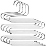 SONGMICS Hosenbügel platzsparend, 4er Set, Mehrfach-Kleiderbügel aus Metall, für je 5 Hosen, S-Form, rutschfest, Kleiderschrank, für Hosen, Jeans, Schals, Handtücher, silbern-weiß CRI043W01