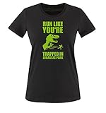 Run Like You're TRAPPED IN Jurassic Park - Damen T-Shirt - Schwarz/Grün Gr. 3XL