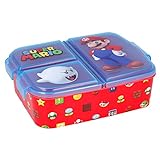 SUPER Mario | Brotdose mit 3 Fächern für Kinder - Kinder-Lunchbox - Snackbox - Dekorierte Lunchbox
