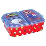 SUPER Mario | Brotdose mit 3 Fächern für Kinder - Kinder-Lunchbox - Snackbox - Dekorierte Lunchbox