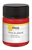 Kreul 78506 - Farbintensive Acryl Holzlasur, 50 ml Glas in cherry, für unbehandeltes, natürliches Holz und saugende Naturpapiere, fließend - flüssige Farbe auf Wasserb