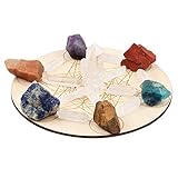 Amogeeli Metatron's Cube Heilige Geometrie Holz Kristall Gitter Set mit Chakra Stein, Wicca Meditation Innendek