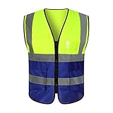 Reflektierende Weste, Reflektierende Streifen mit hoher Glanz, Bequeme atmungsaktive gelbe Sicherheitsweste, große Taschen, Unisex-Arbeitskleidung Lauf (Color : Green, Größe : 1 Pack)