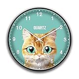 ZYMING wanduhr Kreiswanduhr Metallrahmen Moderne Einfachheit Sweep Bewegung Glasspiegel,Antrieb:AA Batterie 12inch wanduhren (Color : Felinae)