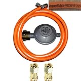 TGO 30mbar Druckregler + 500 cm (5m) Propan-Gasschlauch mit 2 X 1/4' Links Überw