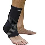 EliteAthlete Fußbandage - Premium Sprunggelenkbandage - Fußgelenk Bandage - Knöchelbandage, Fussbandagen für Damen & Herren mit extra Knöchelband (schwarz, L)