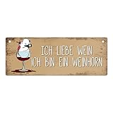 trendaffe - Honeycorns Metallschild mit Einhorn Motiv und Spruch: Ich Liebe Wein ich Bin EIN W