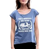 Spreadshirt Ostalgie Trotz Mauerfall Und Wende DDR Moped Frauen T-Shirt mit gerollten Ärmeln, M, D