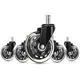 Npotwdt Hartboden-Rollen für Bürostuhl, 11x 22mm Bürostuhlrollen,Leise Drehstuhl Rollen,Bürostuhl Caster Wheels für Hartholz Fußböden, Teppich, Laminat und Fliesen(5er Set)