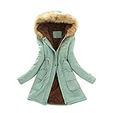 Fannyfuny Jacke Damen übergangsjacke Lang Parka Mantel Warme Daunenmantel Gefüttert Frauen Winter Jacke Winterjacke Steppjacke Gefüttert Kunstfell Outwear Hoodie Kapuzenp