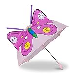 Relaxdays 10022286_624 Kinderregenschirm 3D Schmetterling, Regenschirm f. Mädchen, Kleiner Leichter Stockschirm in Glockenform,