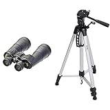 Sunagor 30-160x70 BCF Mega-Zoom Fernglas inkl. Etui & Amazon Basics Leichtes Stativ, bis 1,52 m, inkl. Tasche, mit 3-Wege-Schwenkkopf und Wasserwaag