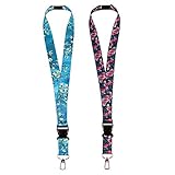 Xidan 2 Stück Schlüsselband Zweiseitiger Druck in Vollfarbe mit Abtrennbarer Clip Ideal für Handy/Schlüssel/Arbeitskarte/ID