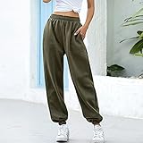 Herbst Jogginghose Frauen Baggy Pants Weites Bein Sporthose Übergroße Jogger Streetwear Hohe Taille Lose Hüfthose-Armeegrün_L