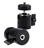 Photecs® Mini Stativkopf Kugelkopf Basic V2 (Tripod Mini Ball Head) mit 3/8' & 1/4'-Anschluss, montiert um 360° drehbar, 1 Stück