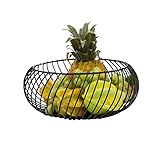 Clevoers Obstkorb Metall Brotkorb Rund Ablaufkorb, Nordic Style Obstkorb Draht Dekoriert Metall Ablagekorb Schwarz Display Schuessel Obst Rack