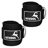 Hivool Fußschlaufen (2 Pieces) für Kabelmaschinen mit Starkem Klett- und Neopren-Padden und Doppelter D-Ring, Knöchelmanschetten für Beine, Gesäß- und Abs Workouts Fit für Frauen und M