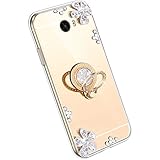 Ysimee Spiegel Hülle kompatibel mit Huawei Y5 II [Ring Holder], Dünne Handyhülle Huawei Y5 II Bling Glitzer Diamant Hülle mit 360 Grad Ständer Kratzfest Stoßdämpfend Schutzhülle, G