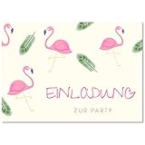 Gentle North 15 x Flamingo Einladungskarten Geburtstag Kinder - Größe A6 - Coole Einladung zum Kindergeburtstag für Mädchen und Jungen - Witzige Einladungsk