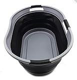 SAMMART 44L Collapsible Plastic Wäschekorb - Faltbarer Pop-Up-Vorratsbehälter - Tragbare Waschwanne - Wasserkapazität: 35L (1, Dunkelgrau/Schwarz),Größe: 64,6 x 45,2 x 27