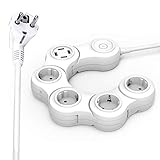 VASTFAFA Steckdosenleiste Überspannungsschutz Mehrfachsteckdose 4 Fach (3680W/16A) Steckerleiste mit 4 USB (5 V, 3,4 A) Steckdosenverteiler mit Schalter 180 Grad Drehen im Büro 1,5m Kabel Weiß