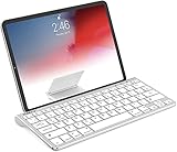 NULAXY KM13 Kabellose Tastatur mit Schiebe ständer Bluetooth Tastatur mit QWERTZ Deutsches Layout Tablets Tastatur Compatible with iPad iOS Android Windows – Silb