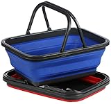 com-four® 2X Einkaufskorb faltbar aus Silikon - Transportbox - Klappbox - Camping-Korb - Einkaufskiste aus Silikon - [Farbauswahl variiert] (Höhe: 15cm - 2 Stück)