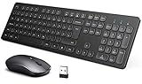 Tastatur Maus, TedGem 2.4G Wireless Tastatur Maus Set, Tastatur Maus Set Kabellos, Ultra Slim Silent Computer Tastatur Kabellos mit Maus, 2 in 1 USB Laptop Tastatur Kabellos für PC/Computer/Smart TV