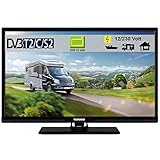 Telefunken T24X720 mobil LED Fernseher TV 24 Zoll 61 cm, WideScreen Bilschirm, DVB-C (Kabel digital) DVB-T2 (digital Terrestrisch, neuster Standard H.265) DVB-S / S2 (digital Sattelit incl. HD-Kanäle) 12/230 V