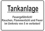 Netspares 138774268  Schild Hinweisschild Hinweis Tankanlage Feuergefährlich Rauchen Feuer Verb