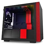 NZXT H210i - Mini-ITX-Gehäuse für Gaming-PCs - Front I/O USB Type-C Port - Tempered Glass-Seitenfenster - management - Für Wasserkühlung nutzbar - Integrierte RGB-Beleuchtung - Schwarz/R