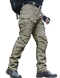 zuoxiangru Wasserfeste Herren Hose Relaxed Fit Tactical Combat Army Cargo Arbeitshose mit Mehrfachtasche (#56 Khaki, Tag L)