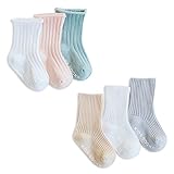 SONARIN 6 Paare Toddler Mädchen Jungen Antirutsch Socken, Einfarbig, Baby Mädchen rutschfeste Baumwollsocken, 1-3 J