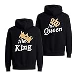 Daisy for U Pärchen Hoodie Set King Queen Pullover für Zwei Kapuzenpullover für Paare Paar Valentinstag Partner Geschenke Partnerlook, Damen Schwarz / Weiß, Queen-XL