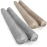 com-four® 2X Zugluftstopper für die Tür - Mikrofaser Türbodendichtung - Luftzugstopper mit Doppeldichtung - Schutz vor Luftzug und Lärm (02 Stück - anthrazit/beige)