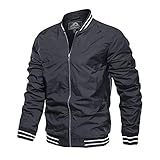 MAGCOMSEN Fliegerjacke Herren Outdoor Windjacke Taktische Herbstjacke Männer College Pilotenjacke Baseball Blouson Bequeme Übergangsjacke für Sports Frezeit Dunkelgrau XL