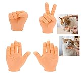 Fingerpuppen 4 Stück Mini Finger , Neuheit Spaß Tiny Hands,Kleine Hände, Winzige Hände Streichspielzeug für Game Party,Katze kleine Hände Massieren (A)