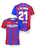 FC Barcelona Replica T-Shirt EQ, Saison 21/22, Lizenzprodukt, 100 % Polyester, Dorsal 21 F. DE Jong, Größ