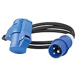 as - Schwabe CEE Camping Verlängerungsleitung 1,5m mit neuer powerlight Spannungsanzeige, CEE-Stecker & -Winkelkupplung 230 V / 16 A / 3-polig, IP44 spritzwassergeschützt, Blau | 61403