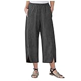 Damen Leinenhose Sommerhose Jogginghose YogahoseLange Loose Leicht Freizeithose Strand Hosen Lässige Casual Strandhose Beach Pants Loose Fit Sweathose Straight Bein H