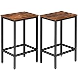 IBUYKE Barhocker 2er Set, Barstühle, Küchenstühle im Industrie-Design, mit Fußstütze, für Küche, Wohnzimmer, Partykeller, Vintage, Dunkelbraun TMJ051H