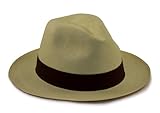 Tumia LAC Herren premium-weave echte aufrollbare / faltbare panamahut fedora stil natürlich straw mit braun band 57cm natürliche mit braun band 61 cm (7 und 1/2)